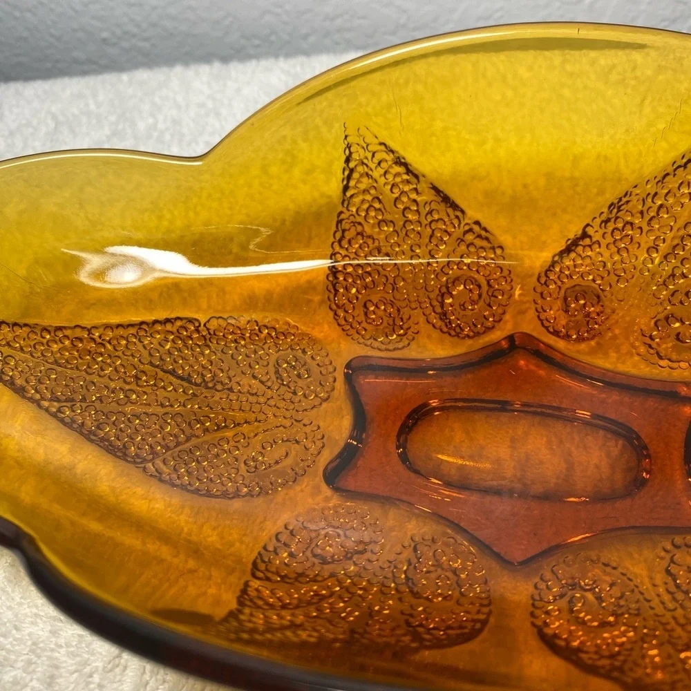 Vintage Anchor Hocking Amber Glass Relish Dish